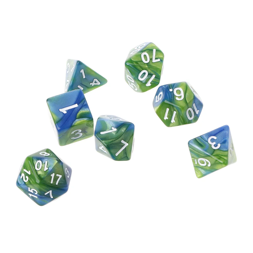 7 шт./компл. акриловые многогранные кости для TRPG настольной игры Подземелья и Драконы D4-D20