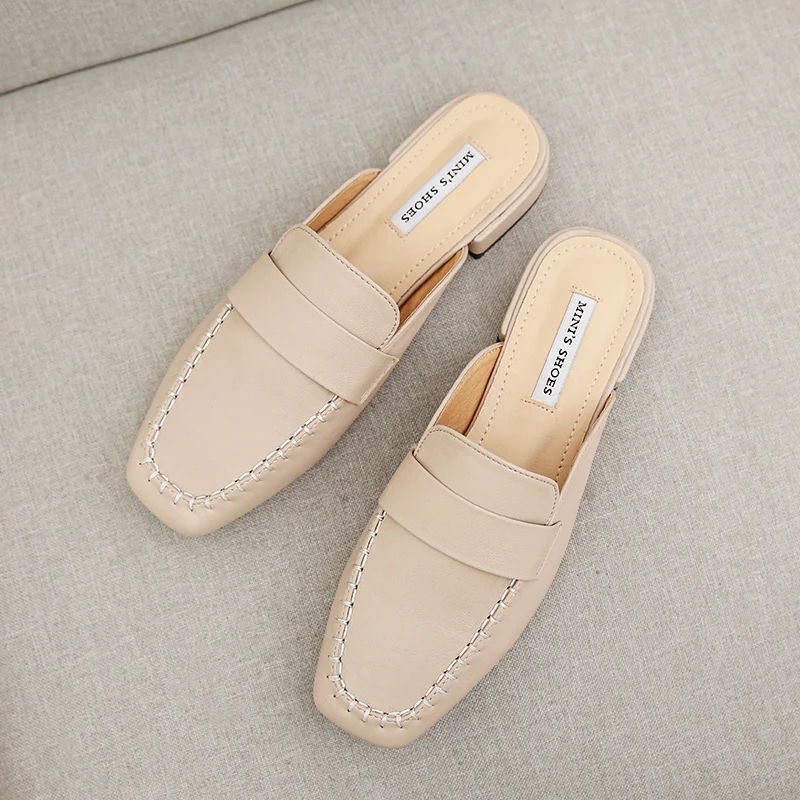 

Fashion Cover Square Toe Ladies Mules Women Shoes Woman Slippers Thick Low Heels Slippers Female Elegant Slippers Casual Shoes
