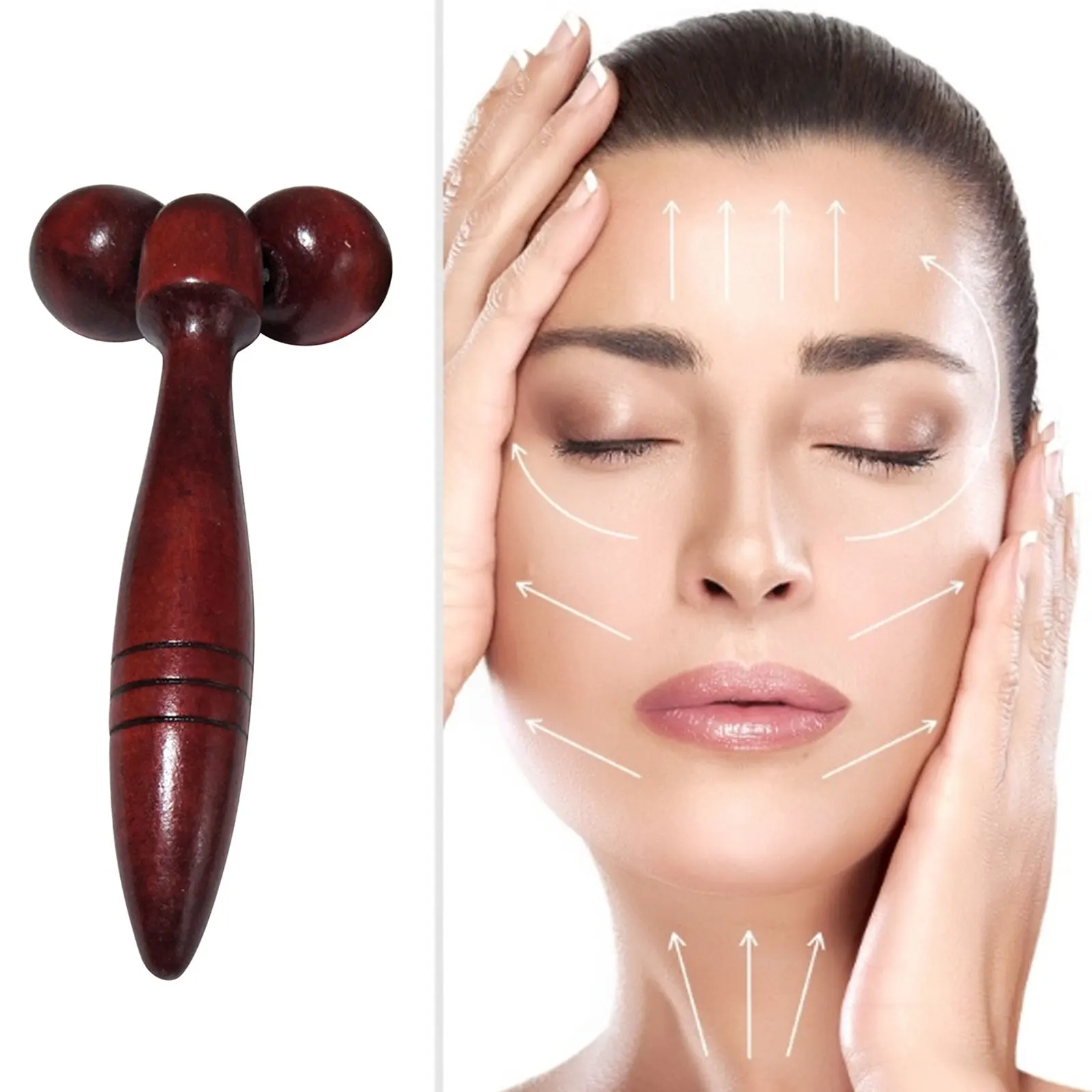 

Wood Body Foot Reflexology Acupuncture Therapy Meridians Scrap Lymphatic Drainage Face Lift Tool Shiatsu Thai Massager Roller