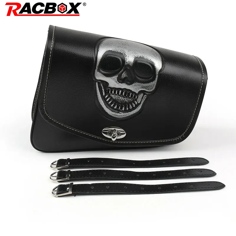 Мотоциклетная Сумка седло с черепом черная кожаная сумка металлическими