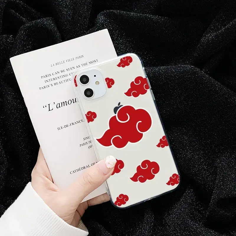 

Akatsuki Naruto logo marking Phone Case Transparent for iPhone 6 7 8 11 12 s mini pro X XS XR MAX Plus cover funda shell