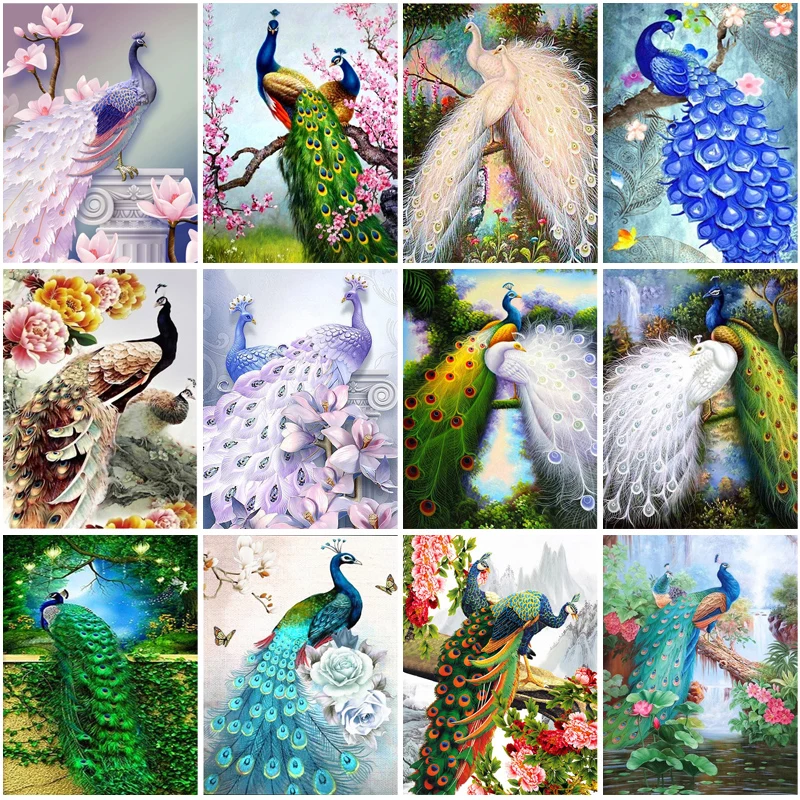 

Diy Full Drill Round Rhinestones Animal Peacock Diamant Painting Embroidery Home Decor Handmade Gift Diamond Painting Kit Hobby