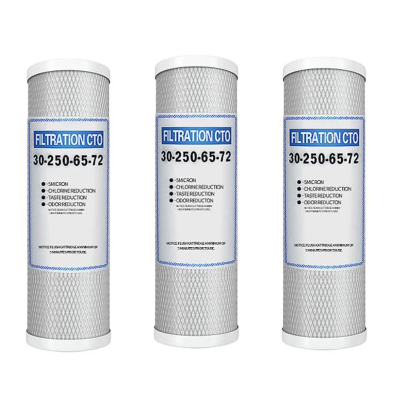 

3Pcs 10 Inch Compressed Carbon Filter elements, Household Water Purifier Press Net Carbon Universal CTO Filter elements