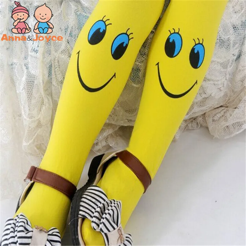 10 шт./лот милые колготки для девочек с милым рисунком смайлика чулки мягкий
