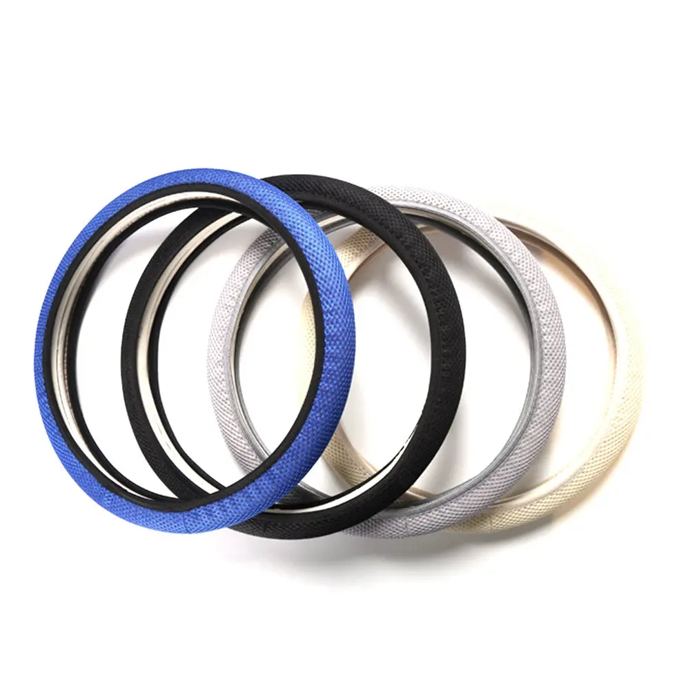 

Summer Ice Silk Steering Wheel Cover Car Handle Set Elastic Steering Wheel Cover Sandwich Cover Protection