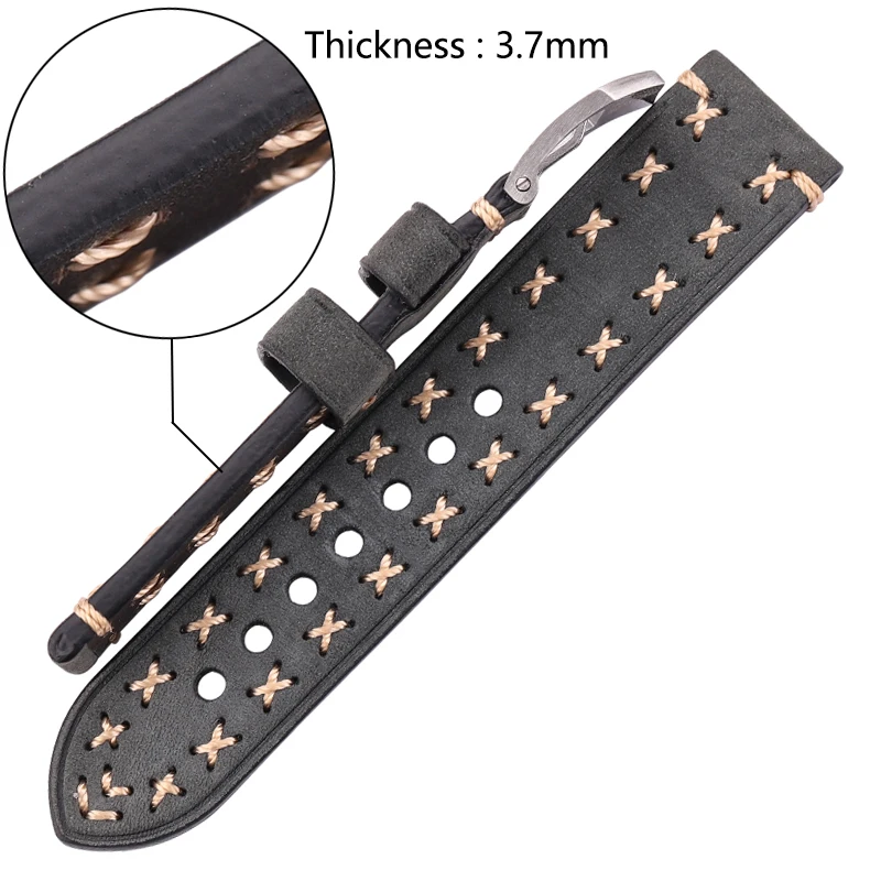 Handmade Watchbands With Retro Stainless Steel Buckle 22mm 24mm Men Women Genuine Leather Watch Band Strap Belt Watch Accessorie