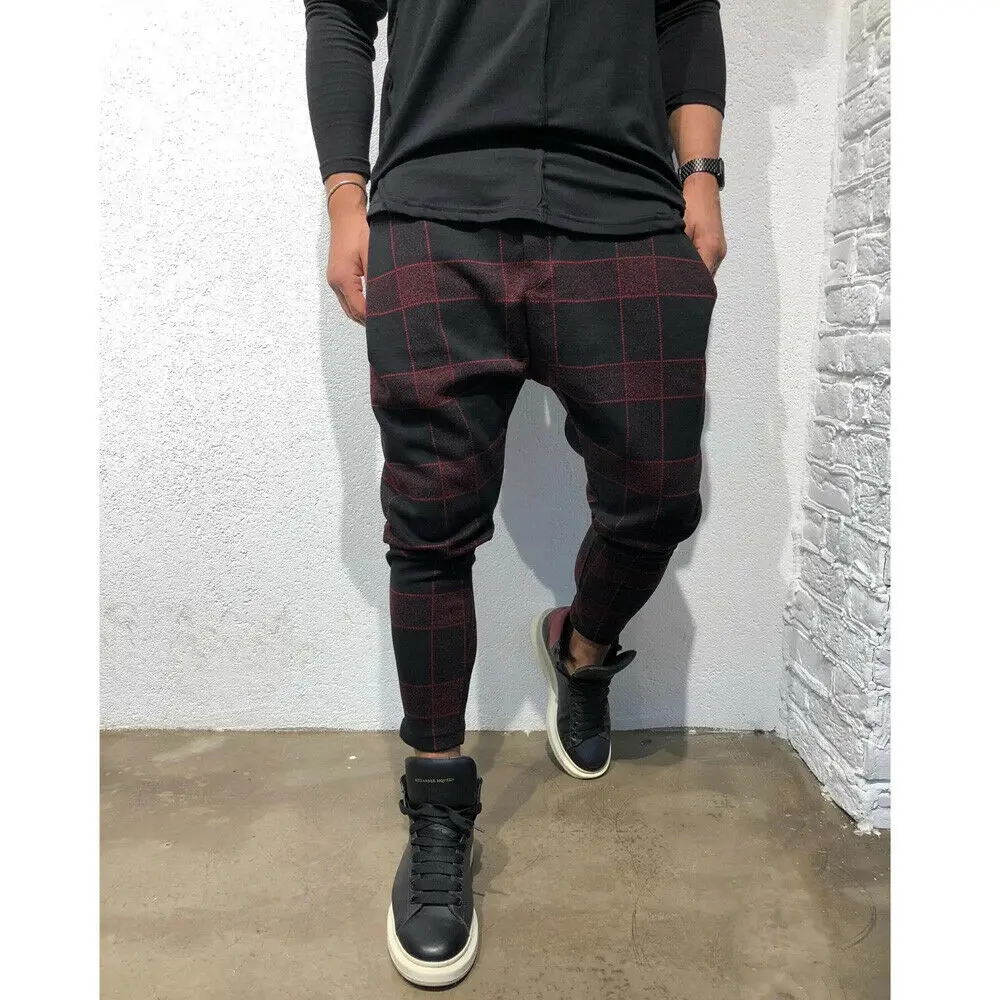 Красный Модные мужские брюки Slim Fit Urban прямые брюки повседневные брюки карандаш грузовик для бега брюки плюс размер M-3XL - Цвет: Красный