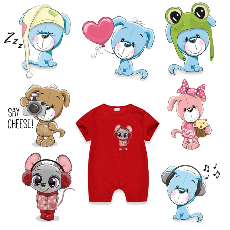 

Cute Bear Mouse Patch Iron-on Animal Patches on Clothes Heat Transfers Vinyl for Children Boy Girl T-shirt DIY Clothing Applique