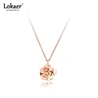 Lokaer модные 316L из нержавеющей стали подвеска в форме цветка розы Подвески ювелирное изделие, розовое золото, свадебная подвеска, колье для женщин, N21122