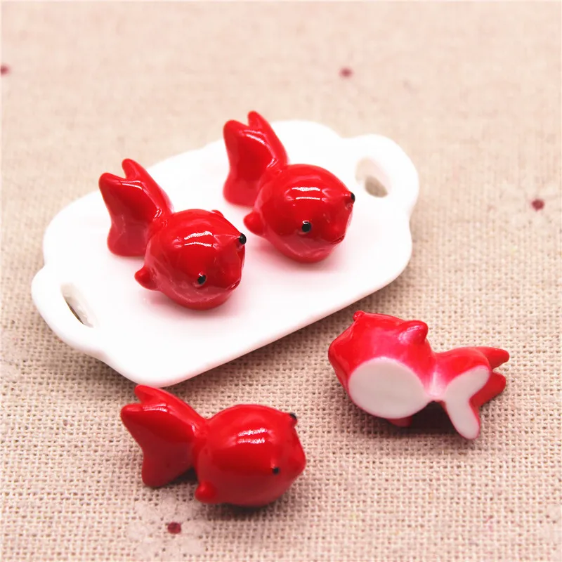 10 шт. миниатюрные 3d-фигурки кабошонов с плоской спинкой в виде золотой рыбы из