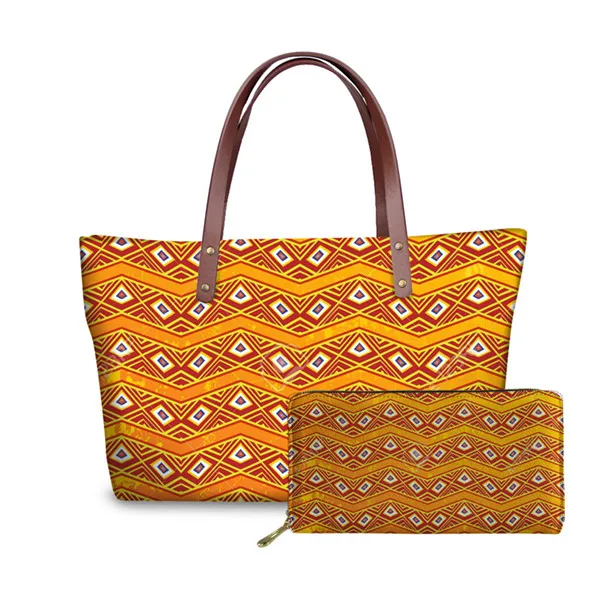 YQ2536ALZ21 FORUDESIGNS/2 шт./компл. Для женщин Сумки& кошелек женская кожаная обувь в африканском стиле традиционной печати, сумки с высокой ручкой, для женщин, сумка через плечо, сумка тоут - Цвет: YQ2536ALZ21