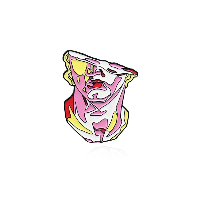 Индивидуальная эмалированная брошь из сплава с абстрактным изображением головы