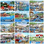 Алмазная 5d картина HUACAN, вышивка крестиком с изображением морского берега, пейзажа, домашний декор сделай сам