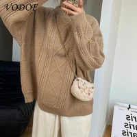 2021 new women autumn half high neck pullover female solid color long sleeve coarse knit sweaters ladies fashion oneck tops
