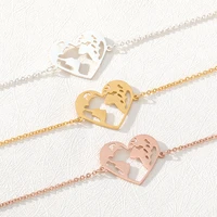 stainless steel hollow heart world map bracelets for women girls gold silver color bracelet pulseras mujer moda 2019 bff jewelry
