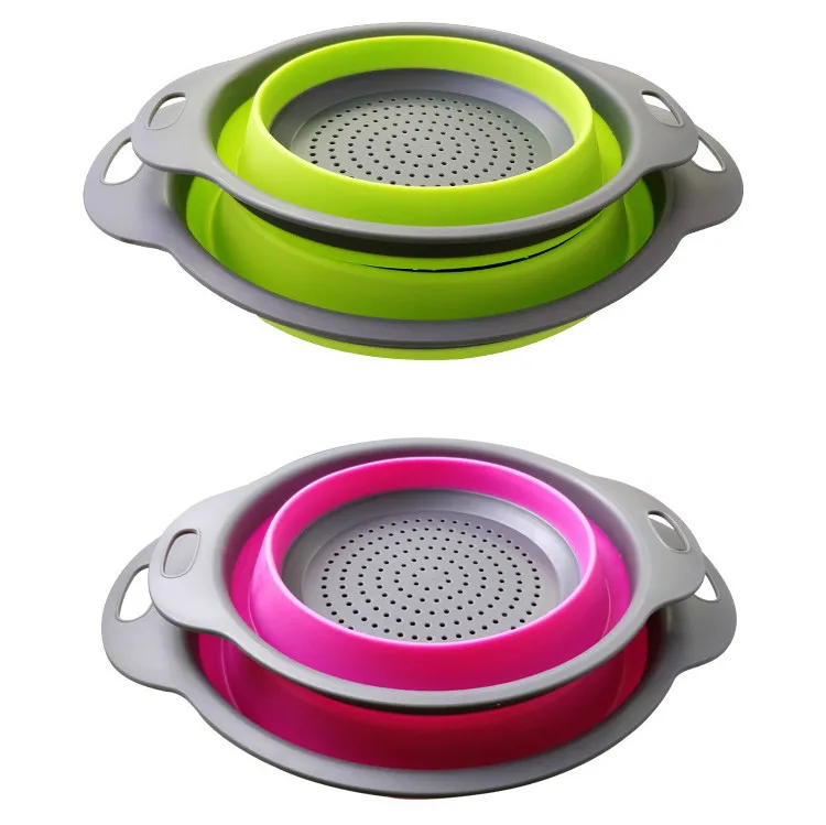 

1Pc Silicone Folding Drain Basket 5 Colors Creative Retractable Silicone Fruit Vegetable Colander Kitchen Storage Gadgets