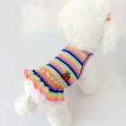 2021 модное Радужное милое платье для собаки Полосатая юбка симпатичное мягкое платье для щенка одежда для питомца аксессуары для питомцев универсальные весенне-летние