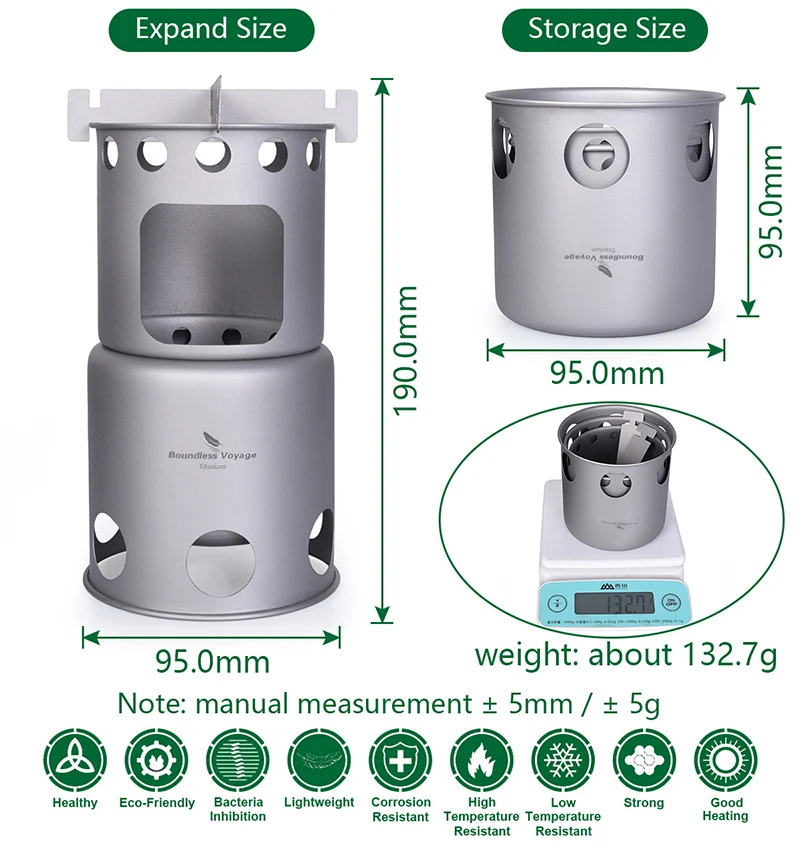 Складная титановая туристическая деревянная плита Boundless Voyage портативная