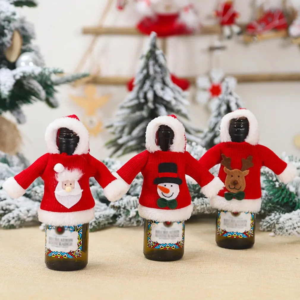 Рождественские украшения Рождественская Милая одежда шапка бутылка вина набор