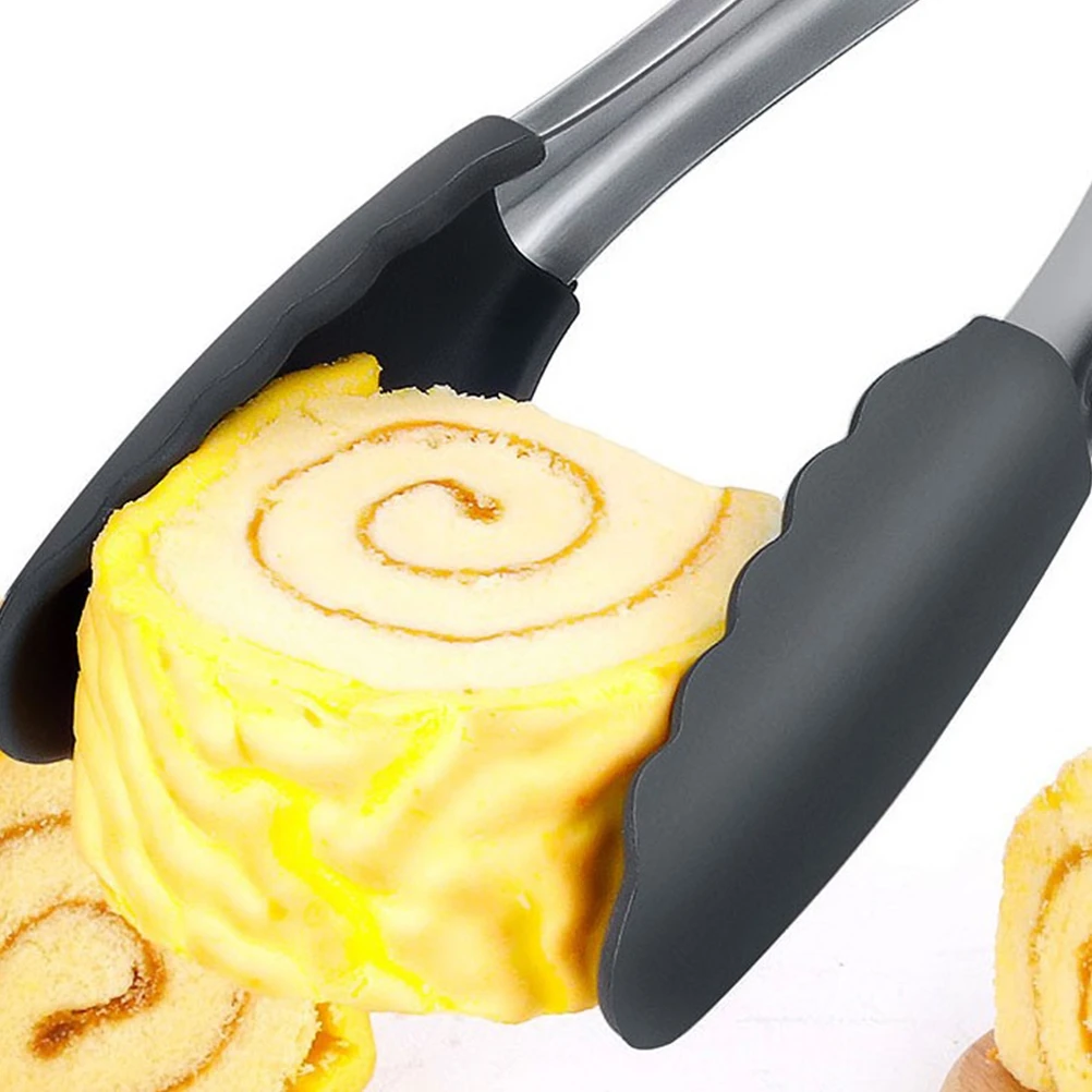 

2PCS Silicone Tips Cooking BBQ Grilling Tong Anti-Slip Bread Tongs Buffet Salad Clamp Steak Clip For Kitchen Accessories Tools