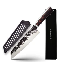 everrich high quality 7 5 inch kiritsuke knife kitchen knife black hammering pattern blade japanese 5cr15mov high carbon knives