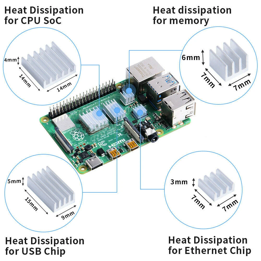 Фото Радиаторы для Raspberry Pi 4B/3/2B/B + новый дизайн акриловый корпус с охлаждающим Радиаторы для Raspberry Pi 4B/3/2B/B + новый дизайн акриловый корпус с охлаждающим
