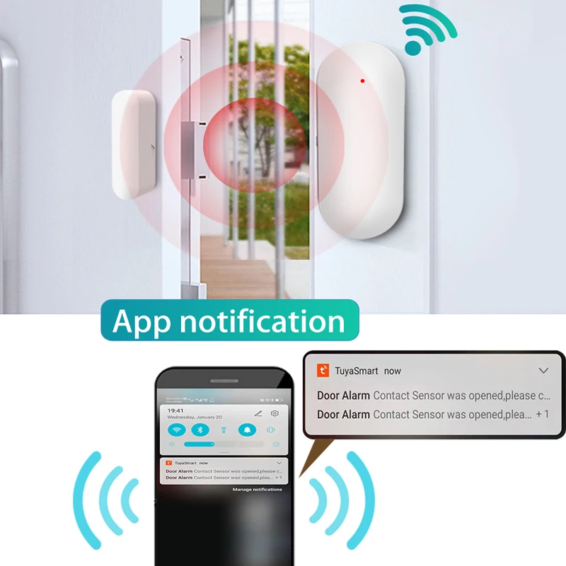 Ampand Tuya Smart Wifi датчик для двери пожарный извещатель приложение life уведомление