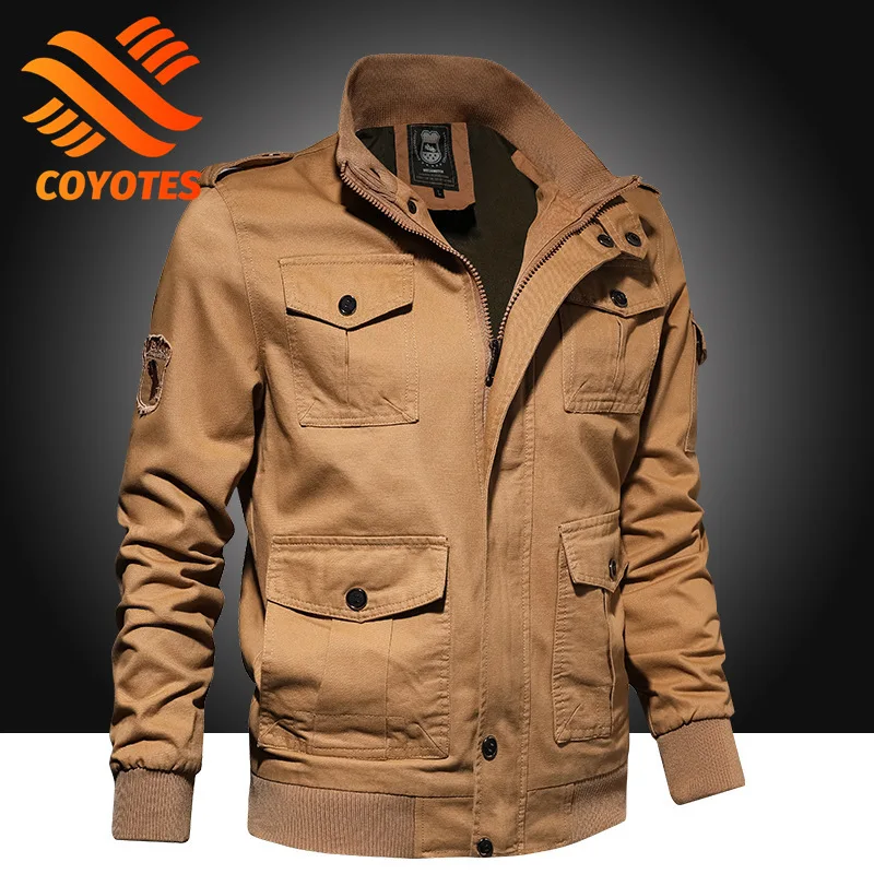 

COYOTES Men Jackets Zipper Bomber Jacket Coat Male Windbreaker Outdoor Military Jacket Men Fashion Clothing Autumn Coat Tops