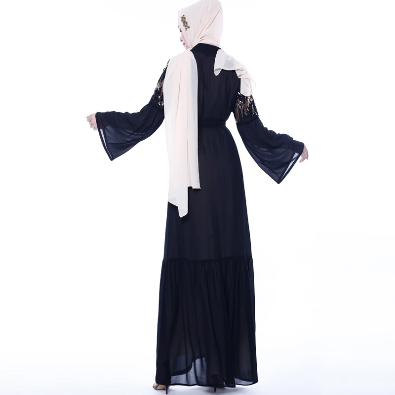 ИД блестки Abaya кимоно мусульманский кардиган хиджаб платье Женский Кафтан Дубай