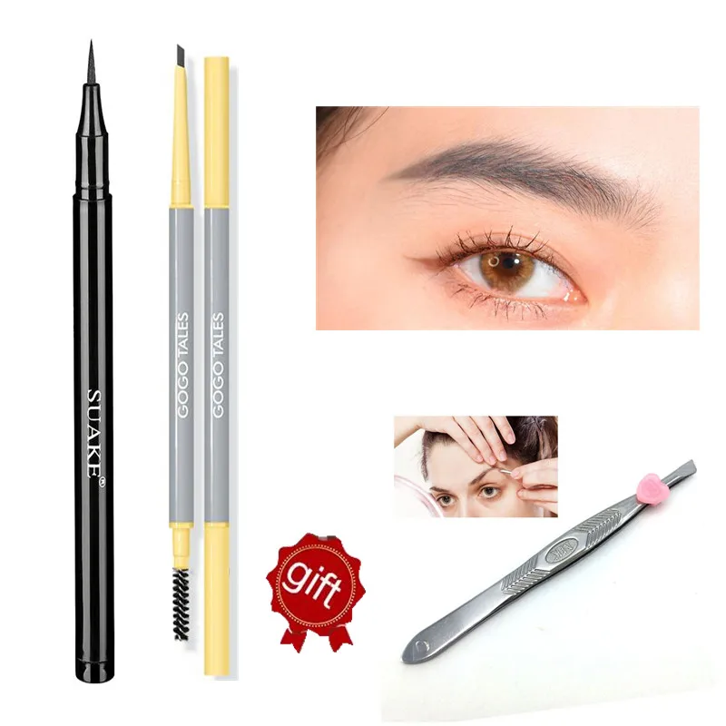 

New Extremely Fine Eyebrow Pencil With Gift Double-headed Eyebrow Pen Long-lasting Waterproof Eye Brow Pencil Women Makeup TSLM1