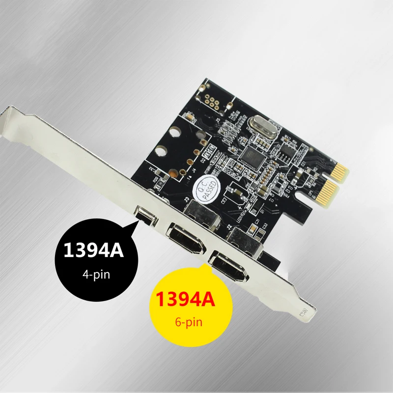 Плата расширения Firewire PCIe с 3 портами 1394A PCI Express на IEEE 1394 контроллер адаптера 2x6