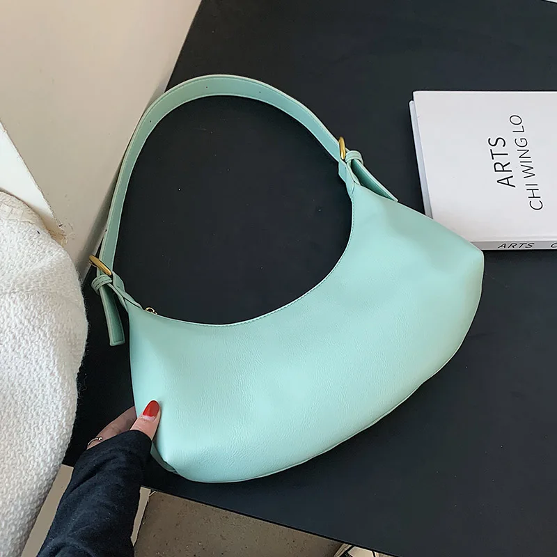 

Cute Solid Color Small PU Leather Crossbody Shoulder Bags For Women 2021 Simple Handbags And Purses Female Travel Baguette Totes