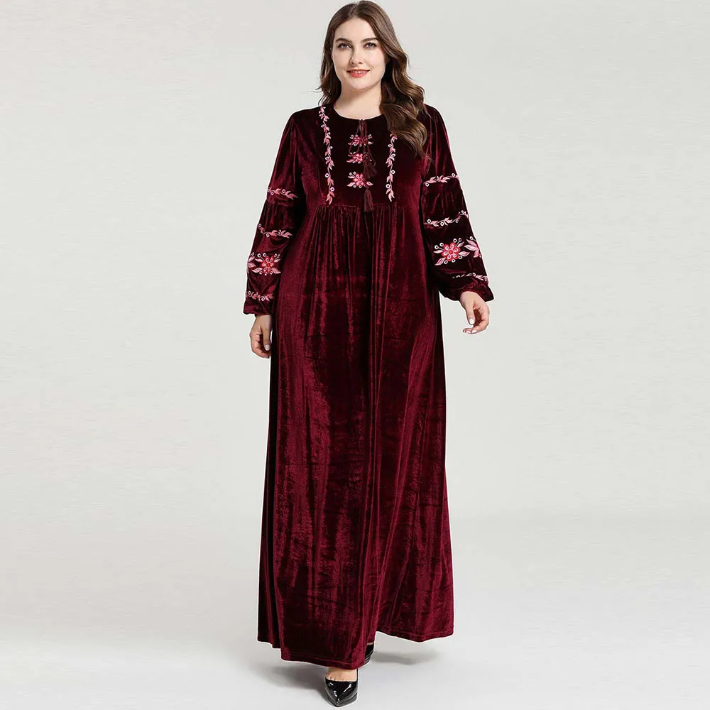 Мусульманское платье Abayas мусульманское с вышивкой длинные платья для женщин