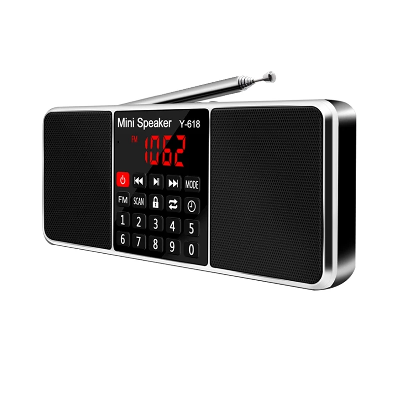 

Digital FM Radio Receiver Speaker MP3 Player Support TF Card USB Drive LED Display Time Shutdown Portable Radios