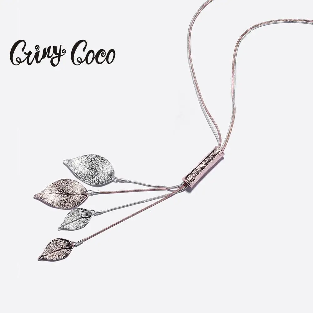

Женская цепочка на свитер с листьями Cring Coco, длинная вечерние почка золотого и серебряного цвета из сплава, 2020