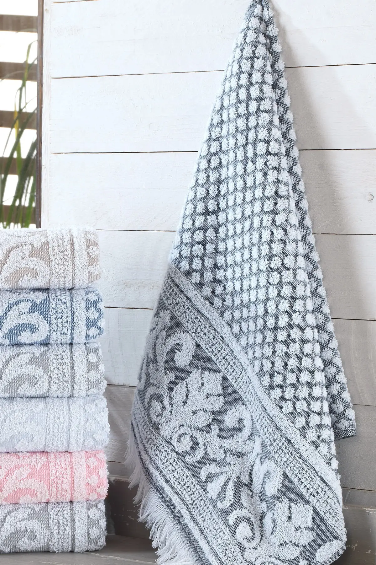 

3d Rigging Jacquard Fringed 6'l 50x90 cm Hand And Face Towel Set
