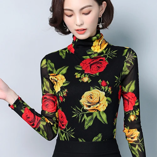 Осень 2020 новый стиль изысканный принт эластичный длинный рукав большой код