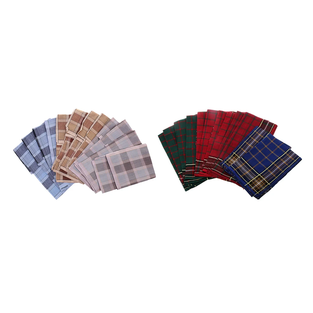 Набор из 24 мужских носовых платков клетчатый Карманный квадратный носовой платок 40х40см от AliExpress WW