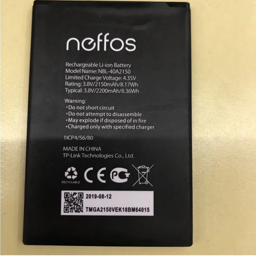 Original Battery 2200mAh 8.36Wh 3.8V  for neffos TP-link Neffos NBL-40A2150 Cell phone batterie