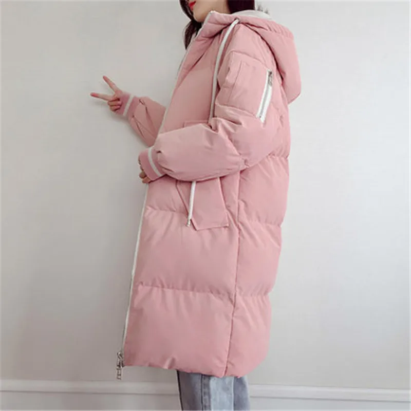 

Модная пуховая куртка, женская зимняя парка, 2020, корейские свободные толстые теплые пальто с капюшоном, зимние куртки, длинные пальто B5