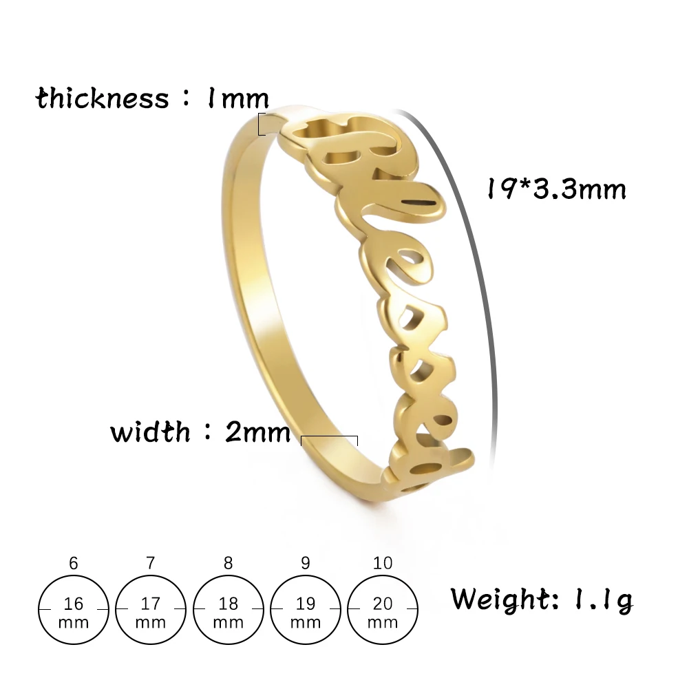 Skyrim Religious Blessed Stainless Steel Rings for Women Good Hope Pray Gold Color Birthday Jewelry Gifts Wholesale 2022 | Украшения и