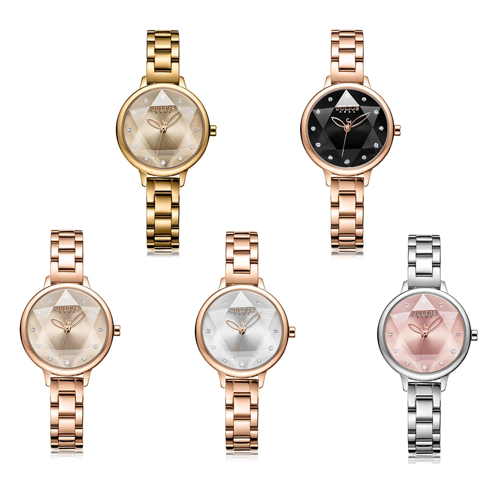 Бренд Julius, женские золотые часы с браслетом из нержавеющей стали на цепочке, модные женские кварцевые наручные часы, простые водонепроницае... от AliExpress RU&CIS NEW