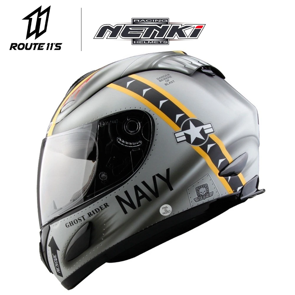 

Шлем NENKI на все лицо для мужчин и женщин, всесезонный шлем для гоночного мотоцикла, противотуманный, с полным покрытием, вентилируемый корпу...
