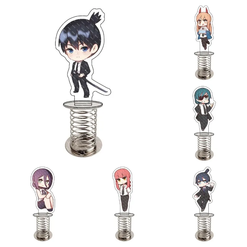 

Hot Anime Chainsaw Man Makima Creative Spring Shake Fighter Stand Model Plate Toy Funny Transparent Acrylic Desktop Decor Gift