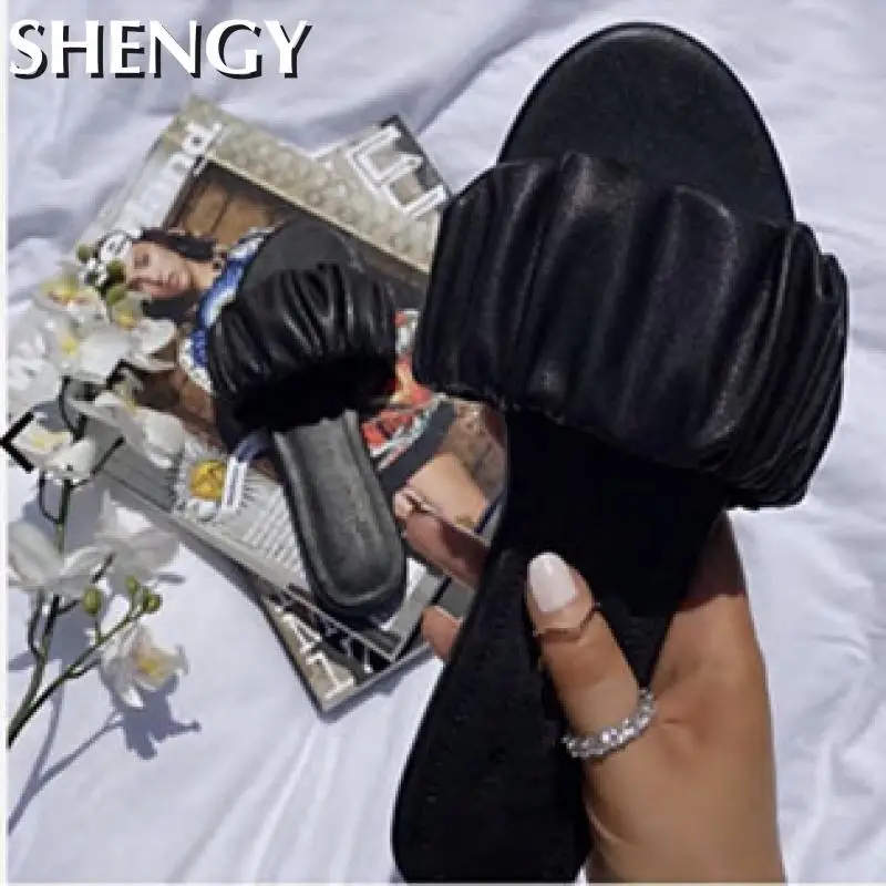 Летние Пляжные Шлепанцы Женская обувь на плоской подошве шлепанцы яркого цвета