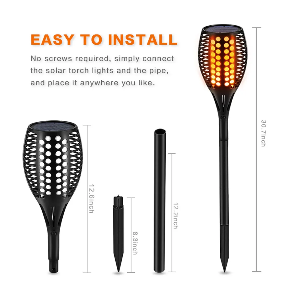 

1/2/4pcs LED Solar Light Flame Torch Light Waterproof Outdoor Garden Lawn Stakes Lamps Yard Art for Home Courtyard Decoration
