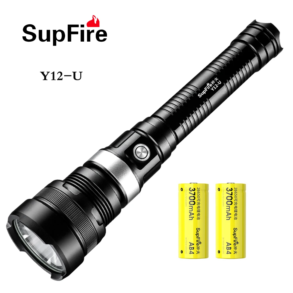 

SupFire Y12-U Flashlight HP70 Wick USB Charging Double Section 26650 Super Bright LED Hand Light Searchlight