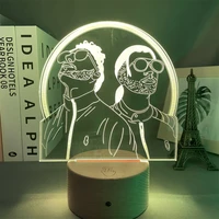 3d led night light french rap group pnl home decor bedroom cartoon table 16color changing touch lamp for fans gifts light
