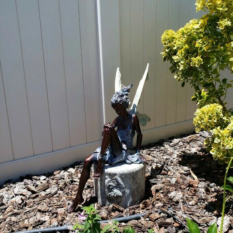 

Tudor And Turek Sitting Fairy Statue Garden Ornament Resin Craft Landscaping Yard Decoration L5
