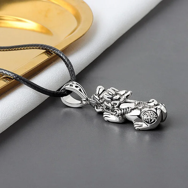 

KOFSAC Vintage Thai Silver Necklace For Women Men Jewelry Trendy Animal Brave Troops Pendant Necklaces Unisex Anniversary Gift